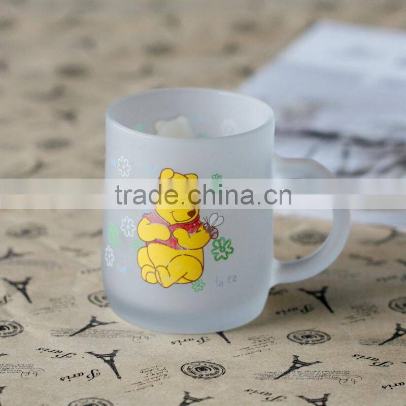 frosted decal glass mug machine pressed