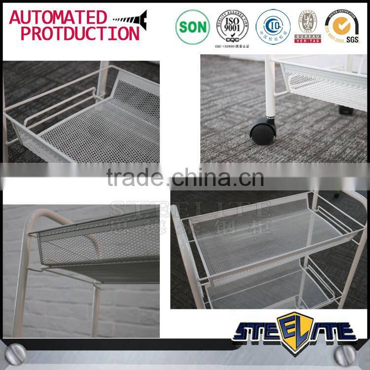 Cheap kitchen vegetable carts kitchen trolley with metal basket