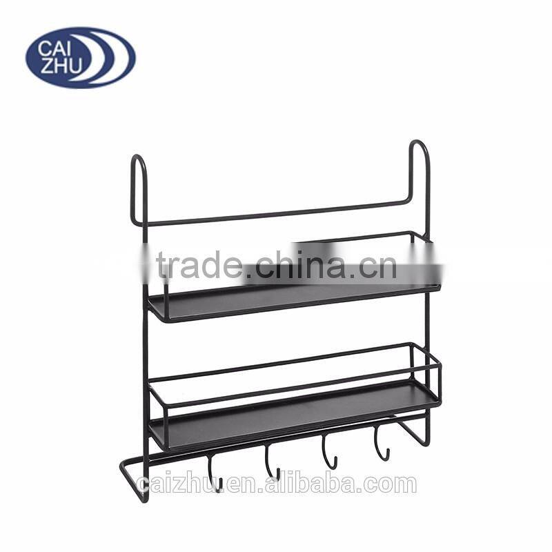 Modular 2 Tier Black Metal Wire Custom Nail Polish Display Wall Rack Utility Hanger Hooks