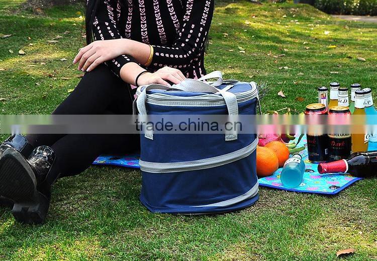 China supply round foldable collapsible cooler picnic bag for drink ,wine and food