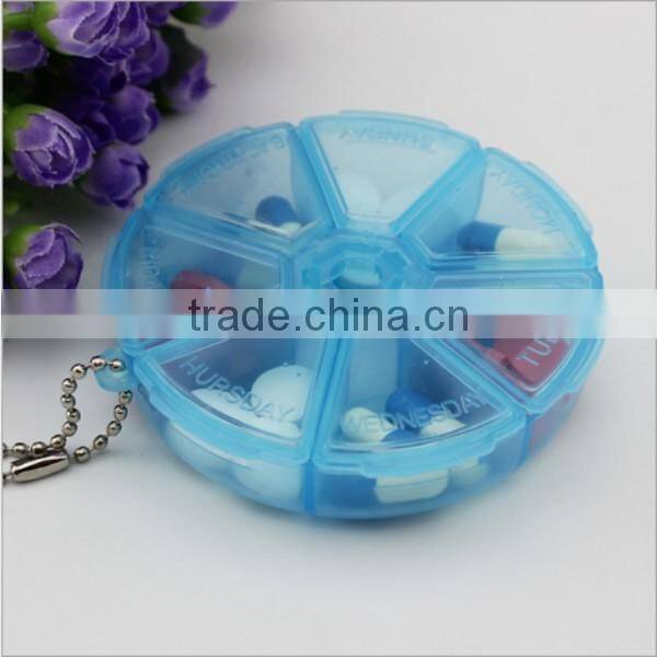 custom round 7 compartment plastic pill box,custom plastic seven days medicine storage pill box,custom plastic seven days box