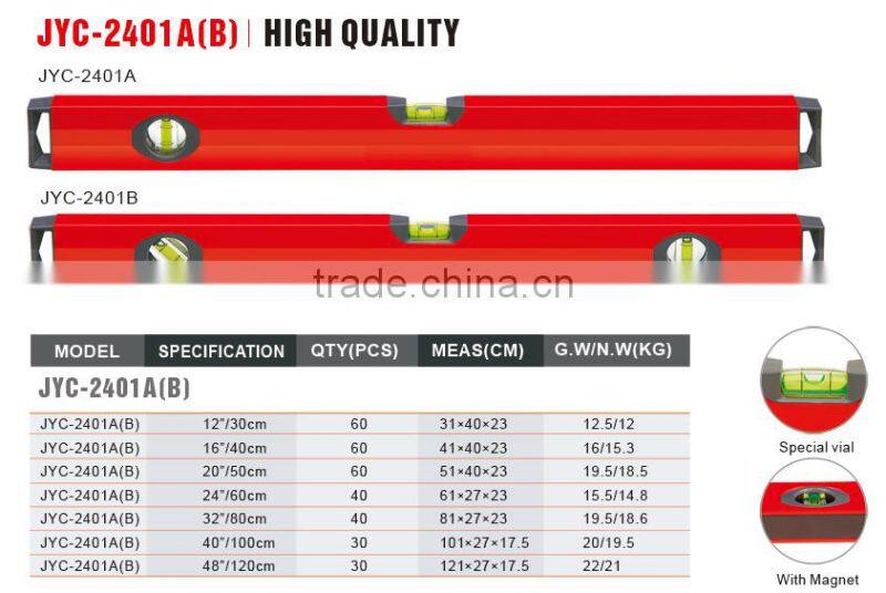 30cm-200cm Measuring foot level Two vials aluminum spirit level