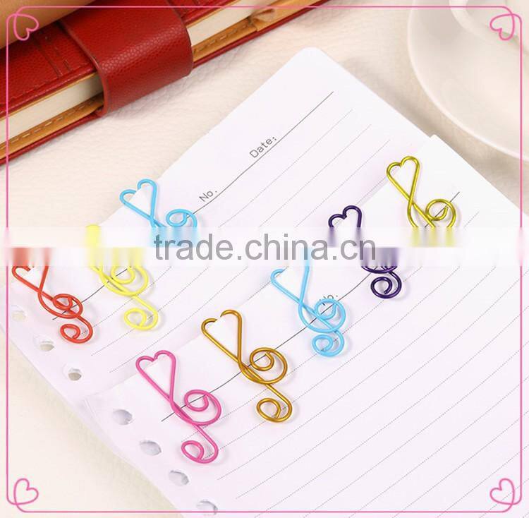 Custom assorted music note deign metal wire paper clips