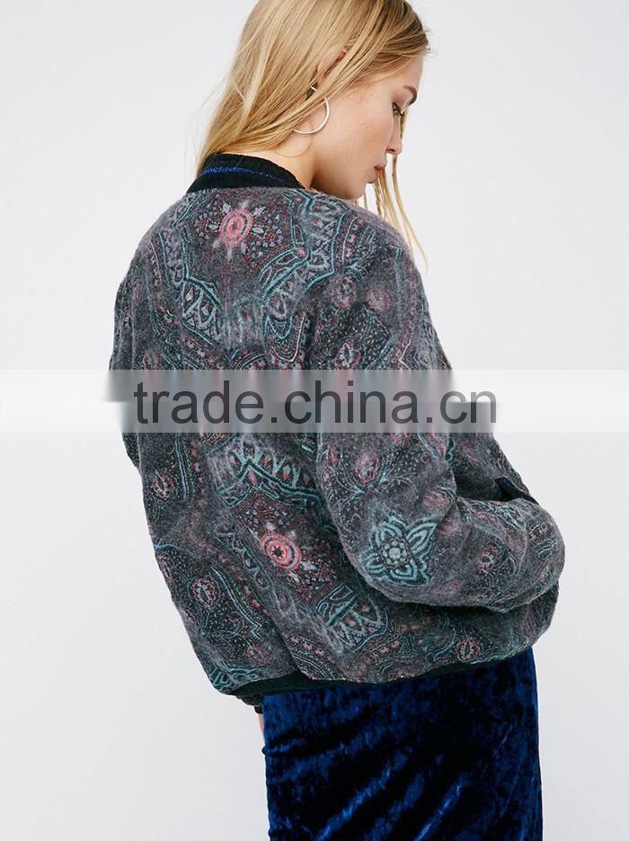 wool female bohemian clothing print fabric wholesale quilted winter coats ladies custom bomber jackets women 2016 winter coat