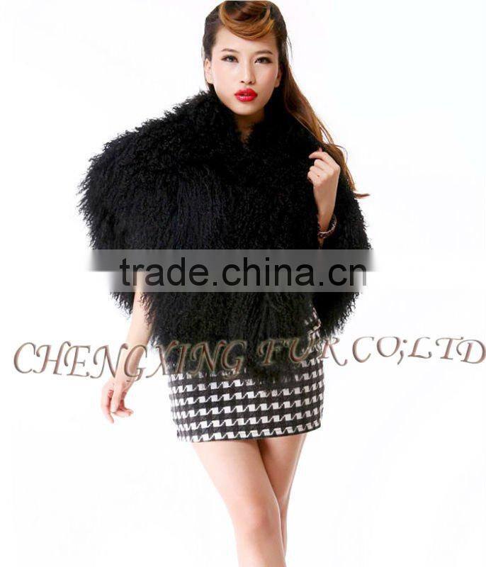CX-B-91A Genuine Mongolian Lamb Fur Scarves And Shawls