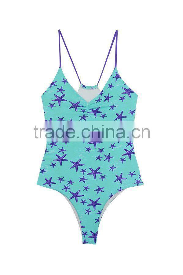 ladies sea star print one-piece swimwear