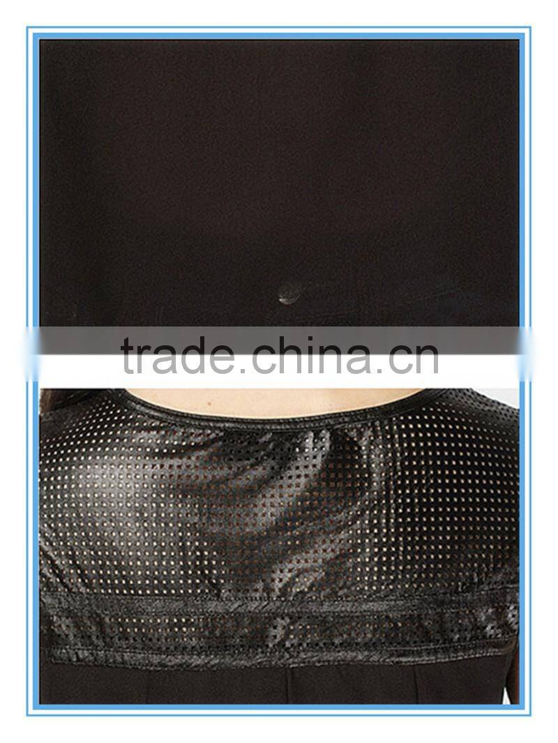 2016 Newest Fashion Black Ladies Pu Design Leather Vest