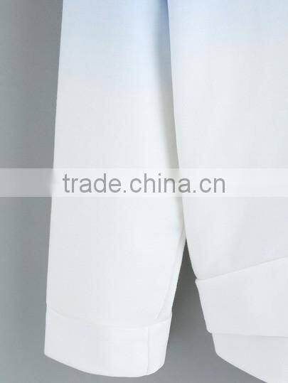 Blue Ombre Hooded women Dip Hem Sweatshirt