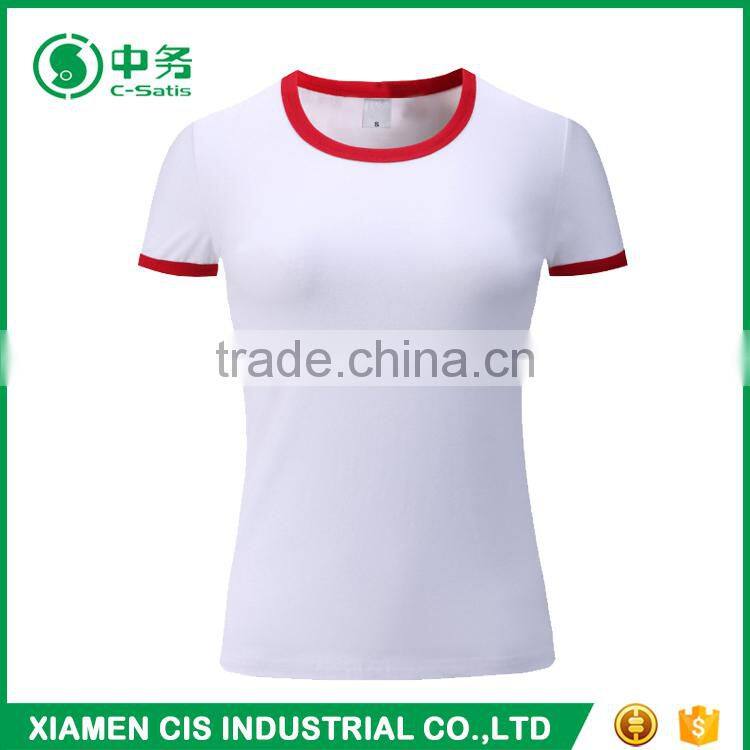 2017 Latest Fashion Summer 100% Cotton Slim Fit Round Neck Women Blank T Shirt