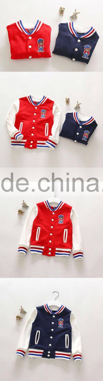 Fashion cheap knitted long sleeve kids blue softball wear baseball jacket