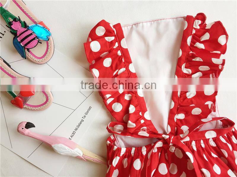 Wholesale bonds baby clothes polka dot jumpsuit baby girl romper flutter shoulder straps adjustable infant clothing
