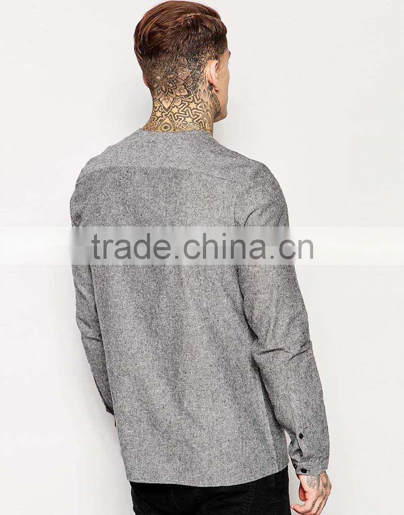 2016 new design collarless shirt for man