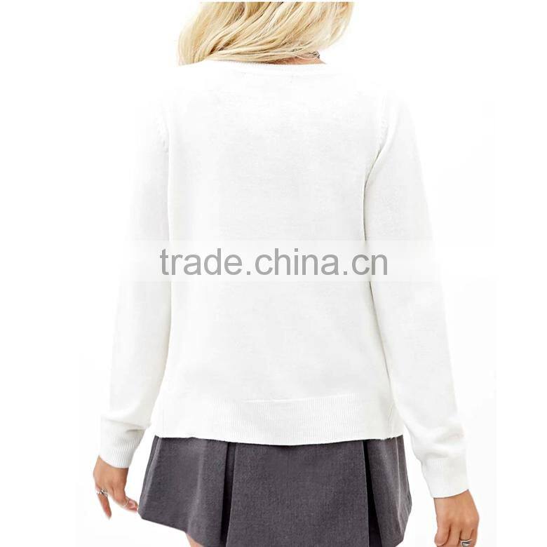 best quality fake pearl button womens cardigan sweater for all season