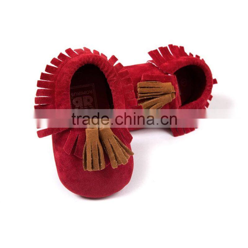 PU baby moccasins with tassels, tassel baby moccasin