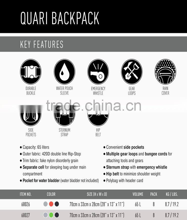 Bestway 65 l Camping Hiking Durable Backpack