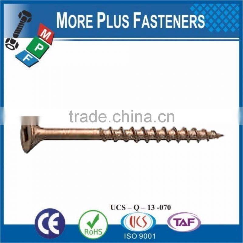 Made in Taiwan Bronze Plated Stainless Steel Zinc Finish Decking Screw