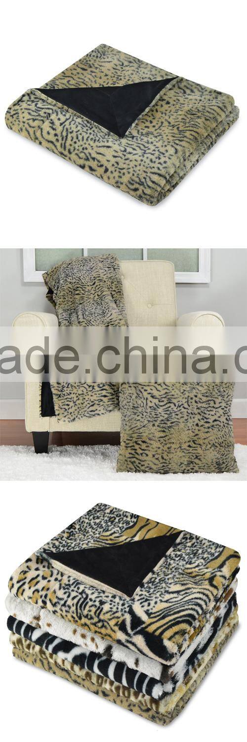 Double Layer Multicolor Faux Fur Throw