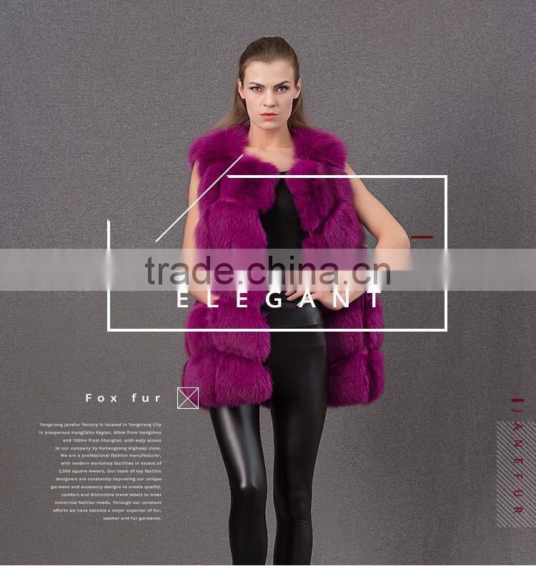 Hot selling of winter warm real fox fur purple women vest