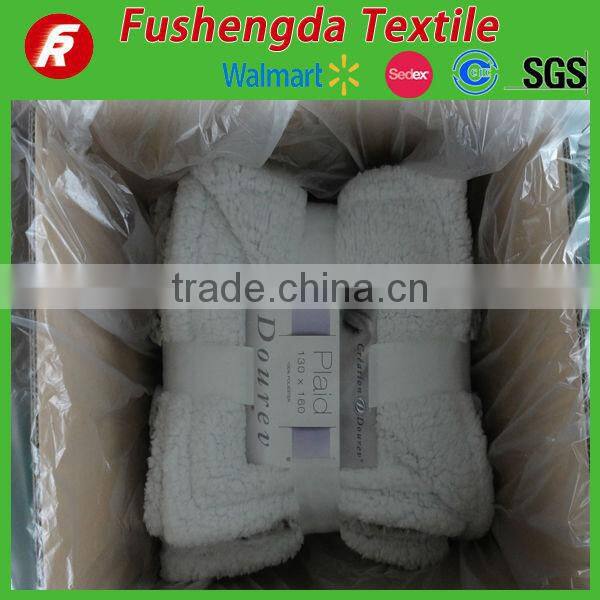 High quality blanket factory china solid color PV plush faux fur throw/mexican blanket
