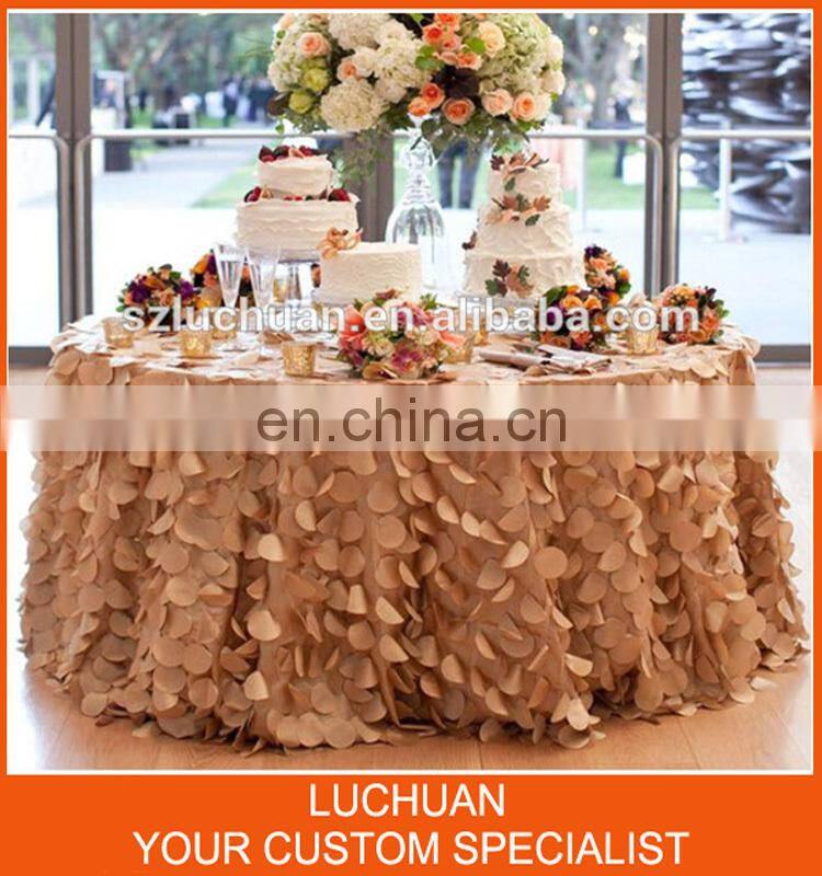 Customized Color Taffeta Petal Round Wedding Table Cloth