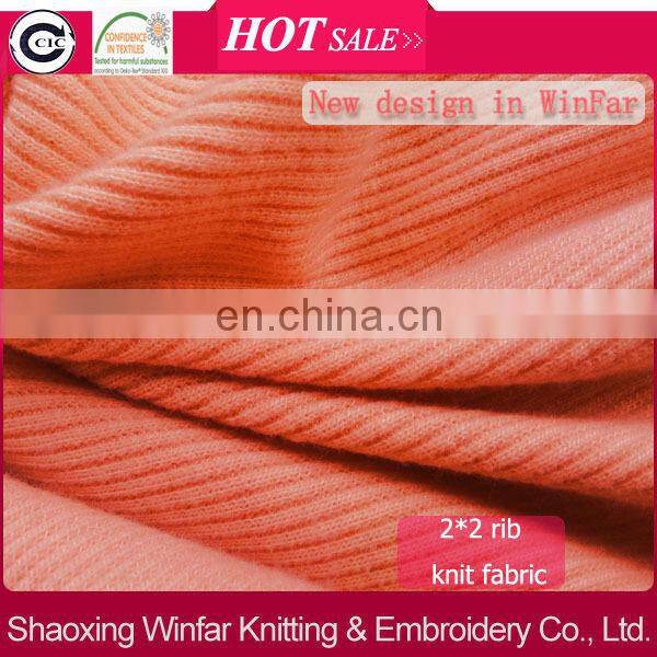 Winfar Knitting Polyester Spandex Plain Dyed Rib Fabric For Lady Garment