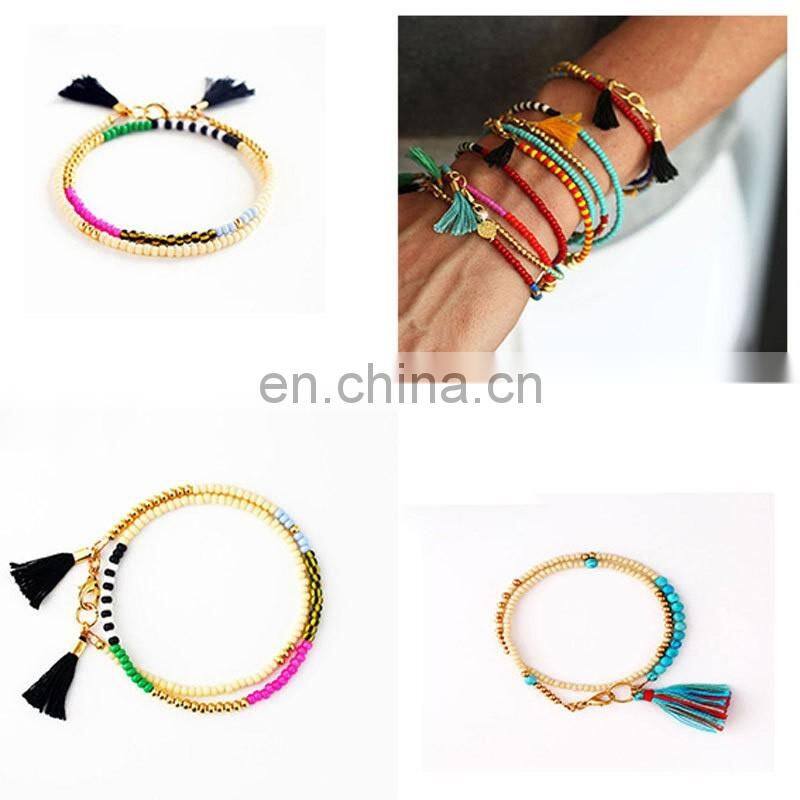 Custom promotional gift leisure fashionable tassel bracelet stone charm bracelet