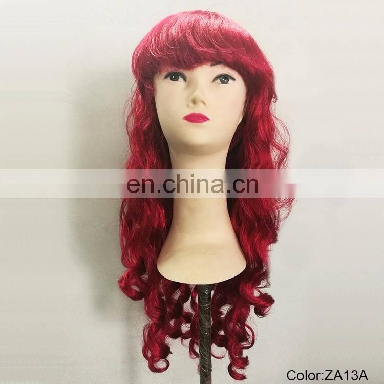 Carnival red curl long party wigs P-W203