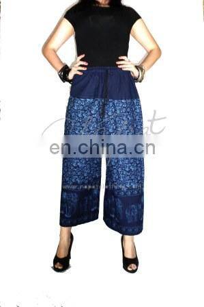 Wholesales Wide led,Palazzo pants with Elephant printed on Cotton fabric with plus size