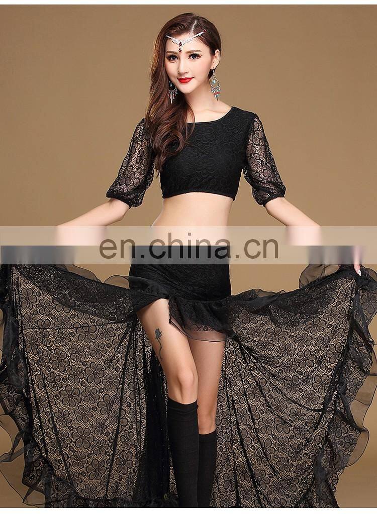 T-5147 Hot lace egyptian belly dance sexy costume top and skirt set