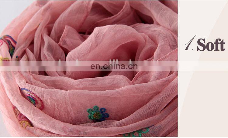 Fashion Embroidered Shawls Flower Muslim Hijab Scarf Female Artesanato Embroidery Wrap