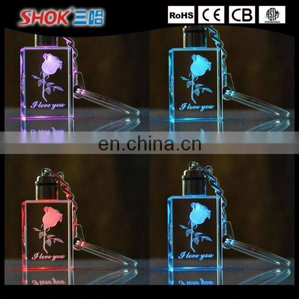 Wholesale promotional gifts cheap custom led crystal keychain