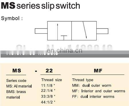 GOGO ATC Pneumatic air Pipe control switch ftting hand manual slide valve Male to Female 1/2 inch BSPP MS-44MF