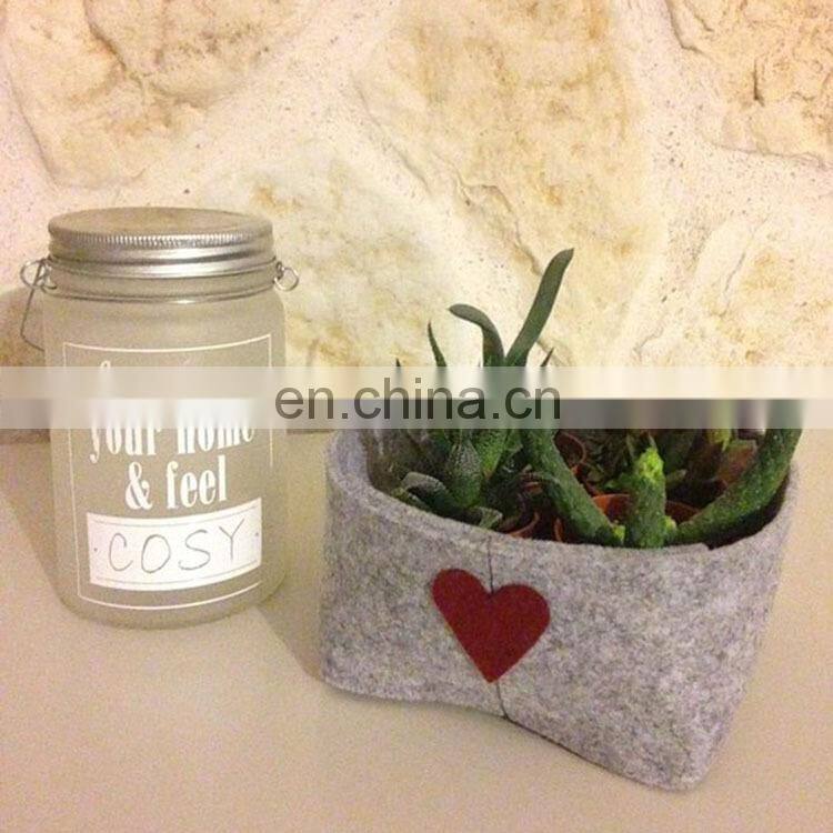 Soft handmade Beige Felt Vase for Modern Home Decoration