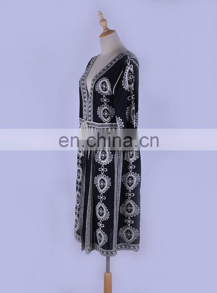 bohemian black lace Beach Kimono Cardigan Plus Size Summer Pool Party cotton Women Top and Blouse