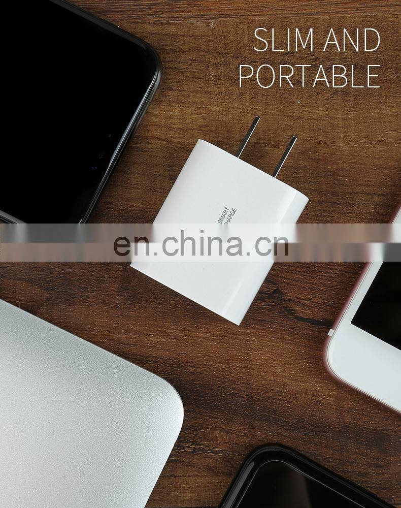 3C Certified Quick Charging Power Mini Style USB Port US Plug Charger with Data Cable USB-Lightning / Micro / Type C
