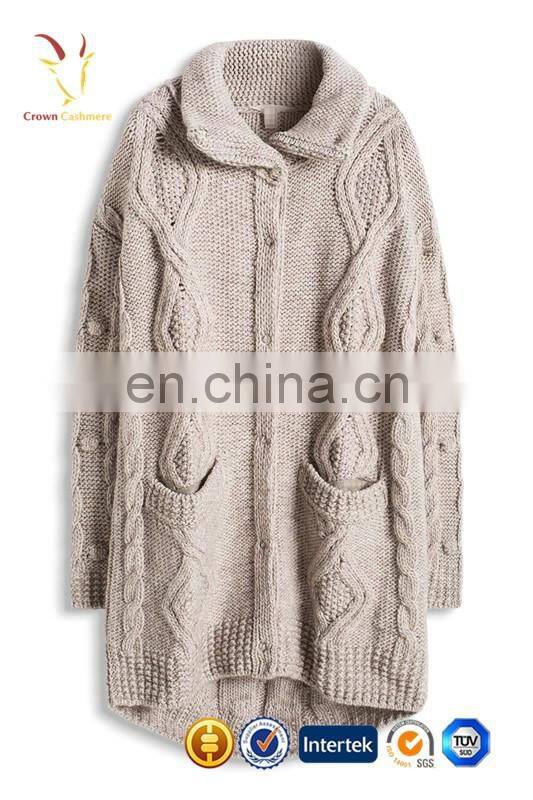 Cable Thick Womens Knit Long Cardigan Sweater