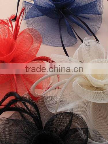 Custom Design Hairclip Flower Fascinator Headpiece With Feather