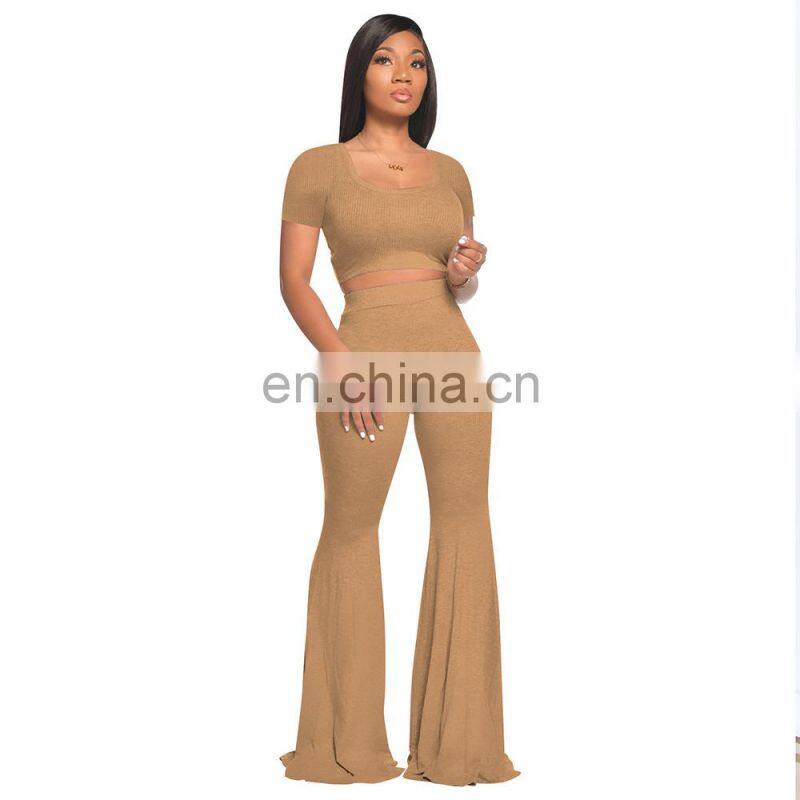 2021 Two Piece Set Women Clothing,2 Piece Set Women,Sexy Costumes Crop Top Matching Sets Outfit Two Piece Pants Set