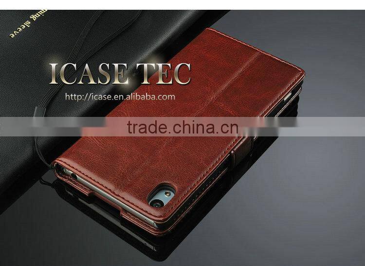 PU Leather Magnetic flip case skin cover For Sony Xperia Z4