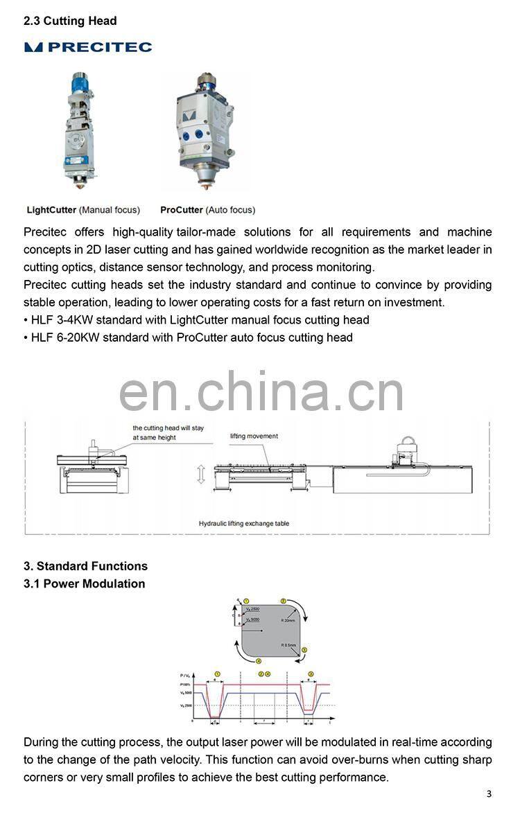 T&L Brand High Speed 3kw Fiber laser cutting machine price with Auto nozzle change