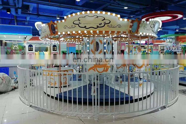 Electric mini amusement park carousel musical toy nursery merry go round horse indoors