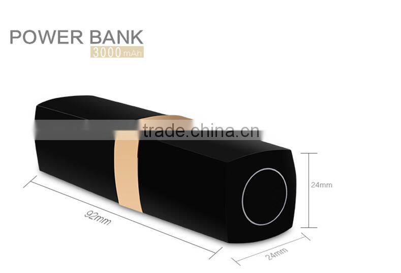 Best selling products lipstick power bank 3000mah charger universal portable phone charger