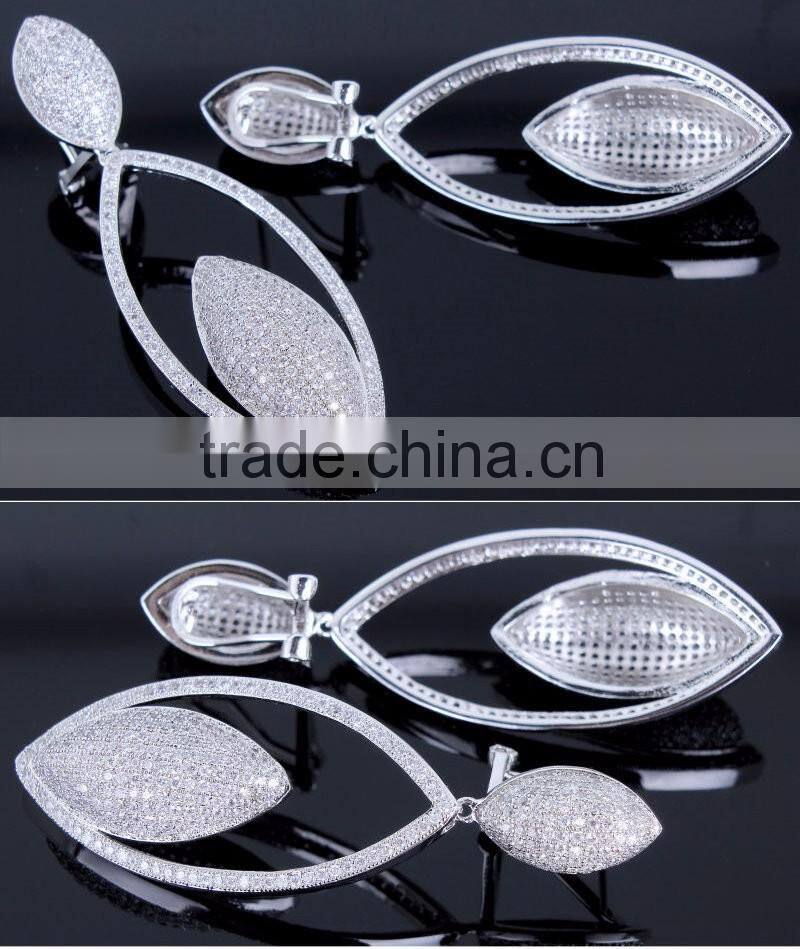 Elegant Big Party Jewelry Bling Deluxe Micro Pave Setting CZ Women Dressed Earrings