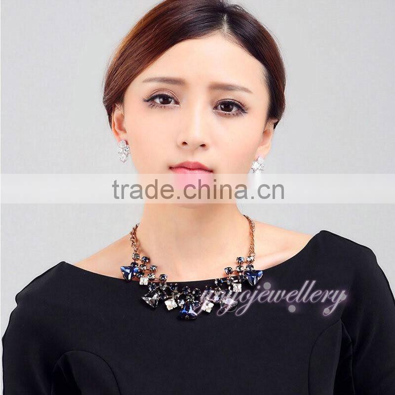 Statement gold plated sapphire latest design beads necklace