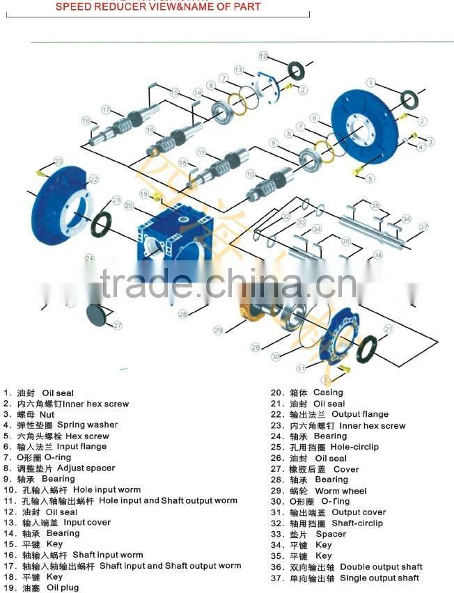 NMRV063 Speed reducer gear motor transmission with 550w electric dc motor
