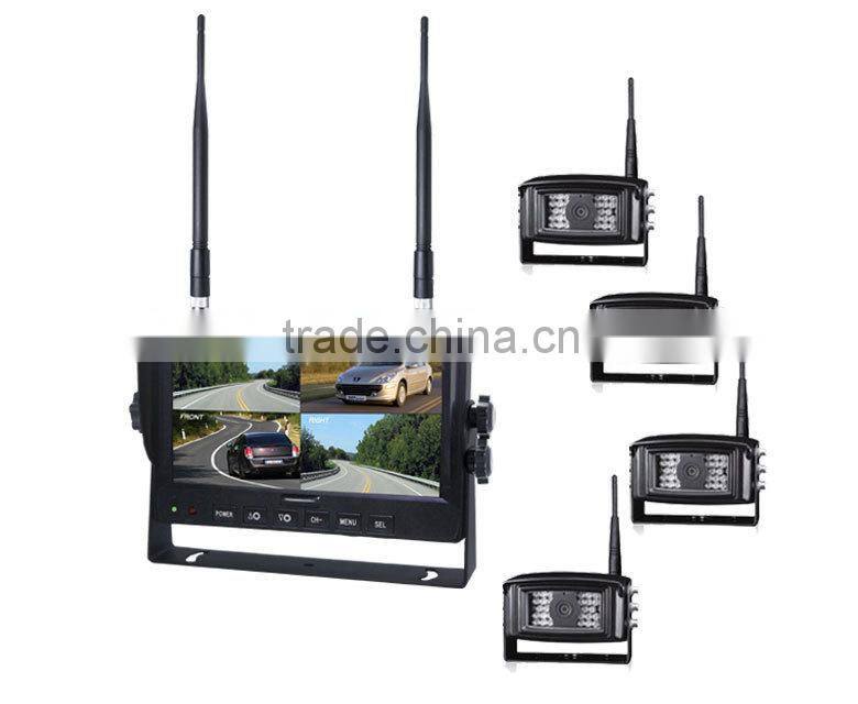 PAL or NTSC Adjustable High Resolution Quad 7 Inch TFT LCD Color Monitor with Sun Visor