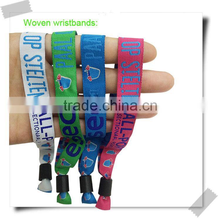 High quality plastic button woven wristband/custom woven wristband/woven wristband