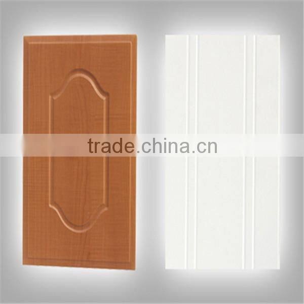 pvc wood grain color glass kitchen cabinet door