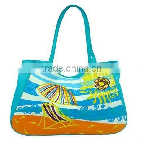 2015 best sell customized striped beach bag