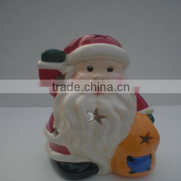 christmas santas shape ceramic christmas candle holder